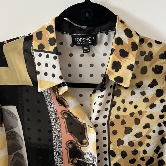 TOP SHOP Printed Dress Shirt in SMALL. - Picture 3 of 4